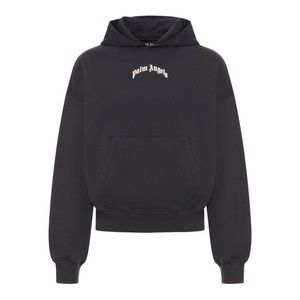 Palm Angels Cropped Black Hoodie With Contemporary Details - NWT